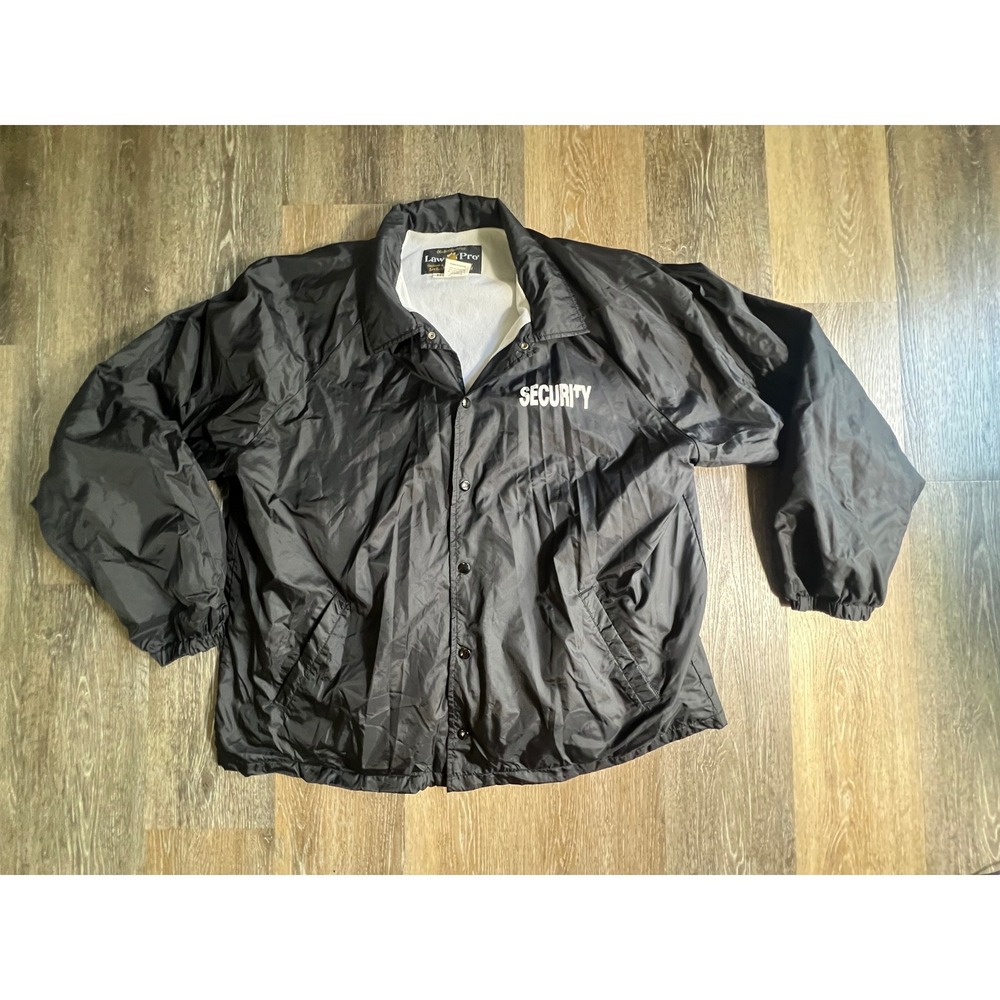 LawPro Security Jacket Mens XL Black Nylon Windbreaker Coach Uniform 3879